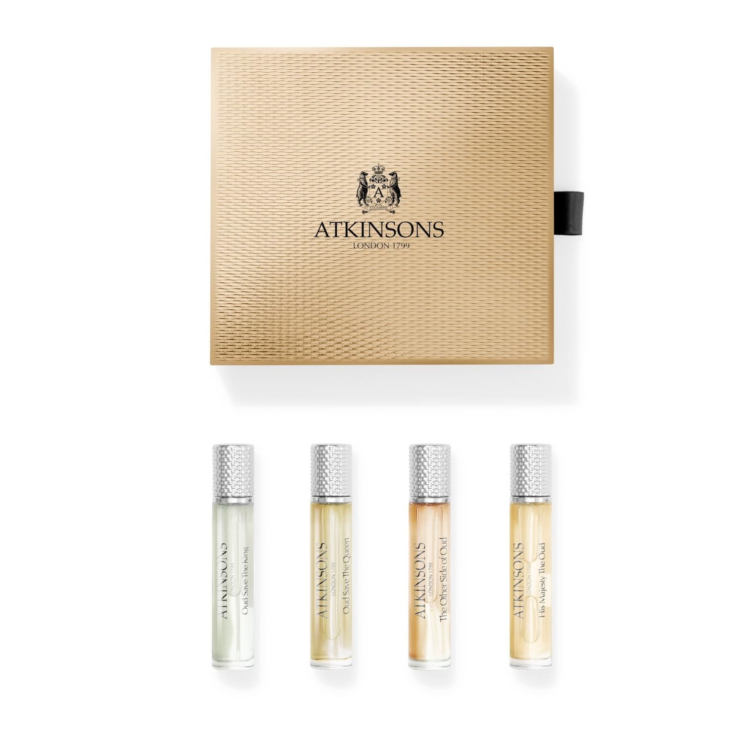 Набор парфюмерный (Парфюмерная вода Atkinsons Oud Save The King, 10 мл + Парфюмерная вода Atkinsons Oud Save The Queen, 10 мл + Парфюмерная вода Atkinsons The Other Side Of Oud, 10 мл + Парфюмерная вода Atkinsons His Majesty The Oud, 10 мл)