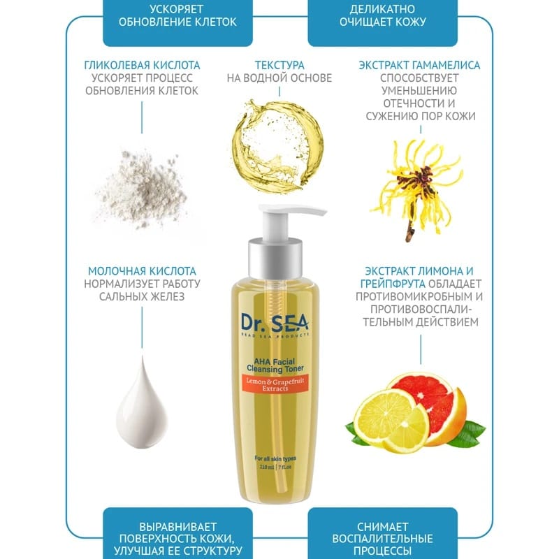 Очищающий AHA - тонер для лица Cleansing AHA - Facial Toner, 210 мл - фото 2