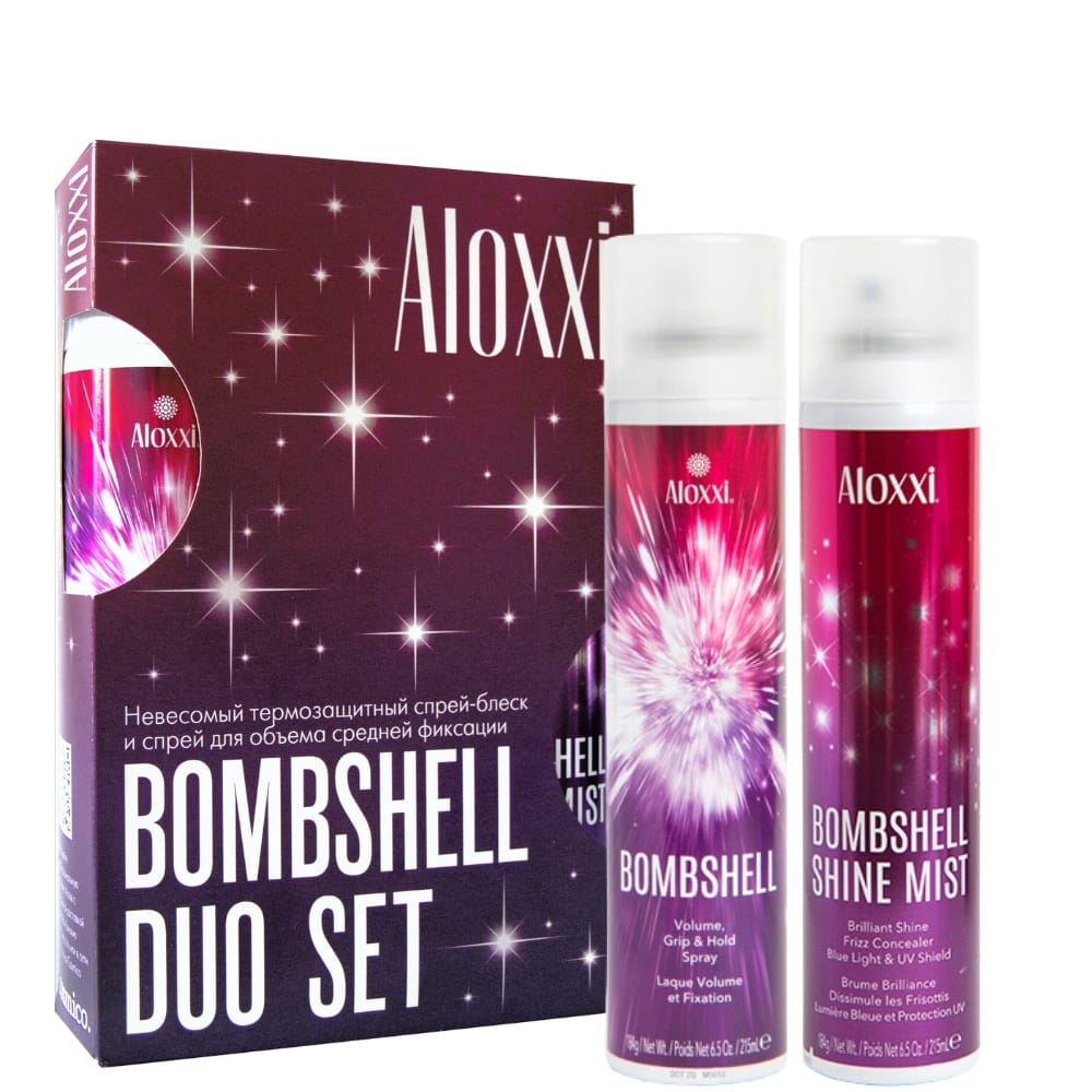 Набор Bombshell Duo Set (Bombshell Shine Mist, 215 мл+Aloxxi Bombshell Volume, Grip & Hold Spray, 215 мл)