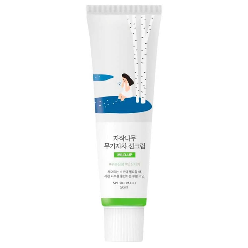 Увлажняющий, успокаивающий солнцезащитный крем для лица SPF 50+ PA++++ Birch Juice Mild-Up Sunscreen, 50 мл
