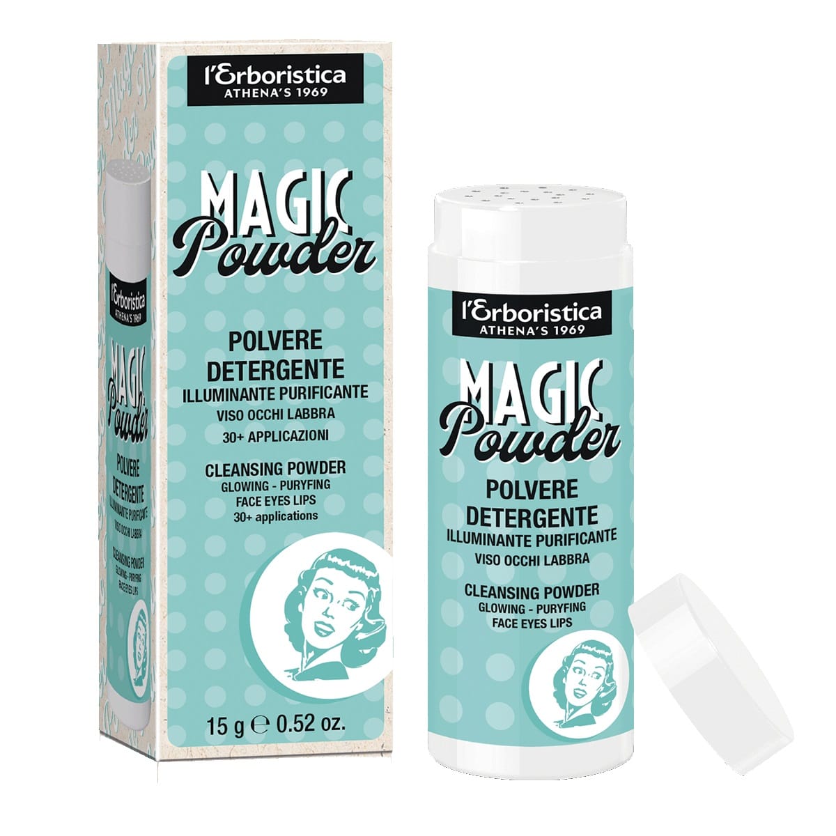 Очищающая пудра для лица, глаз, губ l'Erboristica MAGIC POWDER Polvere Detergente, 15 г