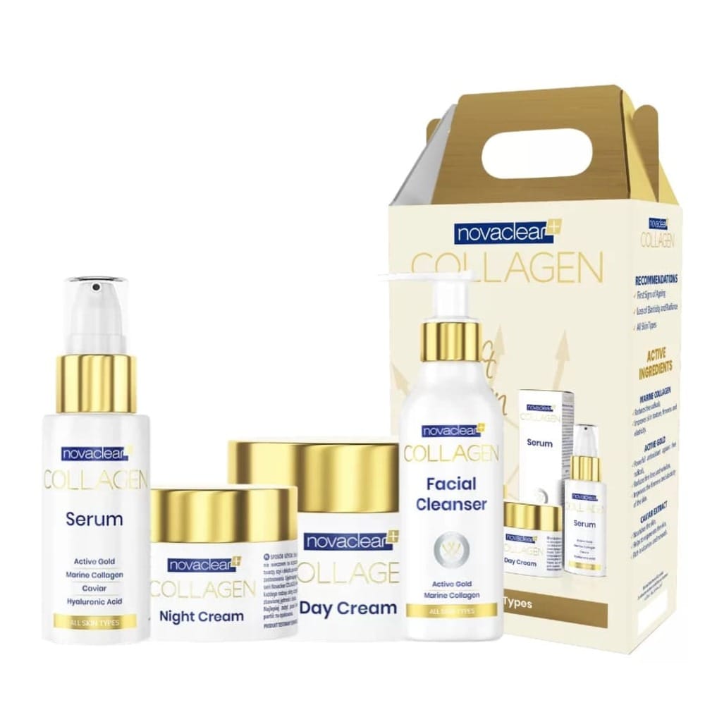 Набор NovaClear Collagen (Крем дневной 50 мл + Крем ночной 50 мл + Сыворотка 30 мл + Средство для очищения кожи лица 50 мл)