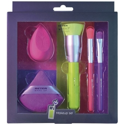 Набор кистей для макияжа: 1. Спонж Makeup Sponge 2. Пуховка для пудры Makeup Powder Puff 3. Кисть кабуки для жидких тональных средств Kabuki Liquid Foundation Brush 4. Кисть для теней Blender Eyeshadow Brush 5. Кисть для консилера Concealer Brush
