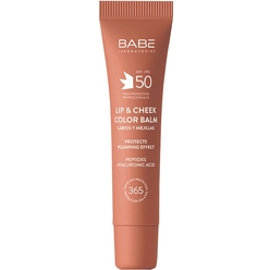 LABORATORIOS BABE Солнцезащитный бальзам-тинт для губ и щек SPF 50 с гиалуроновой кислотой и пептидами, тон NUDE,20мл