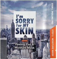 Набор 2-х шаговый: Отшелушивающая косметическая салфетка Peeling Pad, 7 г; Увлажняющая тканевая маска для лица Moisture Mask, 15 мл