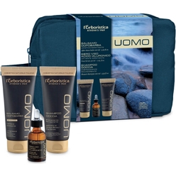 Набор Uomo (Успокаивающий увлажняющий мужской бальзам после бритья After Shave Balm, 100 мл+Сыворотка для лица мужская Siero Viso, 30 мл+Бодрящий мужской шампунь для душа Shower Shampoo, 200 мл)