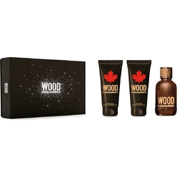 Набор парфюмерно-косметический Wood (Туалетная вода мужская, 100 мл + Гель для ванны и душа парфюмированный мужской, 100 мл+ Бальзам после бритья парфюмированный мужской, 100мл)