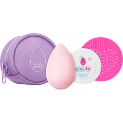 Набор Besties Lavender (Спонж для макияжа Beautyblender Pro + Мини-мыло Blendercleanser Charcoal с углем для очищения спонжей и кистей 16 г +  Силиконовая подушечка для более тщательного очищения спонжа)