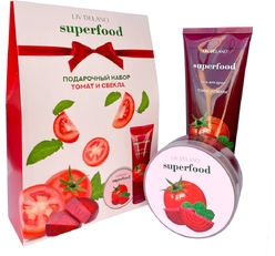 Подарочный набор SUPERFOOD "Томат и свекла", 490 г (Гель для душа ТОМАТ И СВЕКЛА, 250мл + Сахарный скраб полирующий ТОМАТ И СВЕКЛА, 240 г)