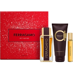 Набор парфюмерно-косметический: Духи Ferragamo Spicy Leather 100 мл, Духи Ferragamo Spicy Leather 15 мл, Шампунь и гель для душа Ferragamo Spicy Leather 100 мл