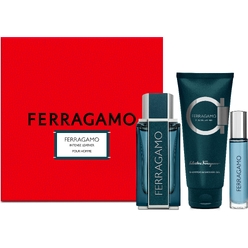 Набор парфюмерно-косметический (Парфюмерная вода мужская Ferragamo Intense Leather, 100 мл  + Парфюмерная вода мужская Ferragamo Intense Leather, 10 мл + Шампунь и гель для душа Ferragamo Intense Leather, 100 мл)
