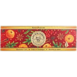 Набор натурального парфюмированного мыла (Мандарин кедр/Mandarine Cedre+Fraise et Champagne/Клубника в шампанском+Macaron au Citron/Лимонный макарон)