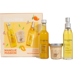 Набор:Гель для душа Shower Gel Natural With Mango & Passion, 75 мл, Скраб для тела Body Scrub With Mango, 40 мл, Сухое масло для лица, тела и волос Dry Oil With Mango, 50 мл