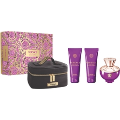 Набор парфюмерно-косметический Pour Femme Dylan Purple (Парфюмерная вода, 100 мл + Гель для ванны и душа парфюмированный, 100 мл + Лосьон для тела парфюмированный, 100 мл + Сумка для косметической продукции с маркировкой VERSACE Parfums)
