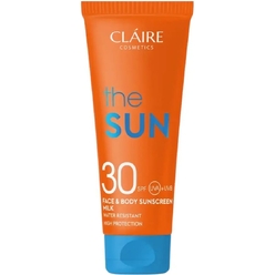 Claire The Sun Солнцезащитное увлажняющее молочко для лица и тела водостойкое SPF 30, 200 мл.