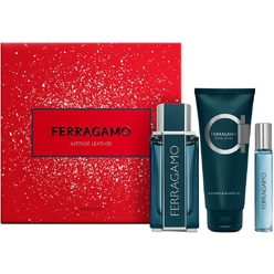 Набор парфюмерно-косметический: Парфюмерная вода Ferragamo Intense Leather, 100 мл + Парфюмерная вода Ferragamo Intense Leather, 15 мл + Шампунь и гель для душа Ferragamo Intense Leather 100 мл