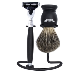 Набор для бритья Black Oak Essential (Помазок + Бритва со сменной кассетой (3 лезвия) + Подставка)