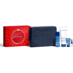 Набор Clarins Men (Интенсивно увлажняющий бальзам,50мл+Очищающий гель для умывания,125мл+Интенсивно увлажняющий бальзам для лица,12мл+Смягчающее мужское масло для бритья и ухода за бородой,3мл+сумка)