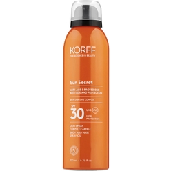 Антивозрастное и солнцезащитное сухое масло-спрей для тела и волос Sun Secret Body And Hair Spray Oil SPF 30, 200 мл