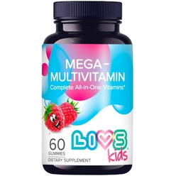 Livs БАД «Комплекс Мега Мультивитамин для детей, со вкусом малины (Mega – Multivitamin Gummy Bears)» мармеладные пастилки 2,5г № 60