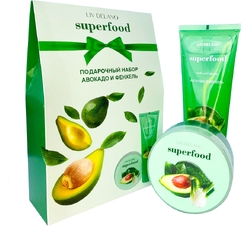 Подарочный набор SUPERFOOD "Авокадо и фенхель", 490 г (Гель для душа АВОКАДО И ФЕНХЕЛЬ, 250 мл + Крем-флюид для тела увлажняющий АВОКАДО И ФЕНХЕЛЬ, 240 г)
