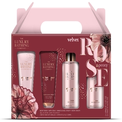 Косметический набор Velvet Rose & Peony(Гель для душа Body Wash 100 мл+ Крем для тела Body Cream 50 мл+ Пена для ванны Bath Soak 100 мл+ Крем для рук и ногтей Hand & Nail Cream 50 мл)