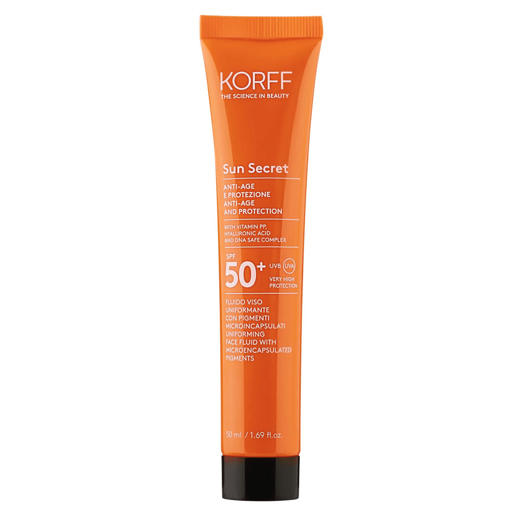 Антивозрастной и солнцезащитный выравнивающий флюид для лица Sun Secret Anti-Age And Protection Uniforming Face Fluid With Microencapsulated Pigments SPF 50+, тон 01-Light, 50 мл