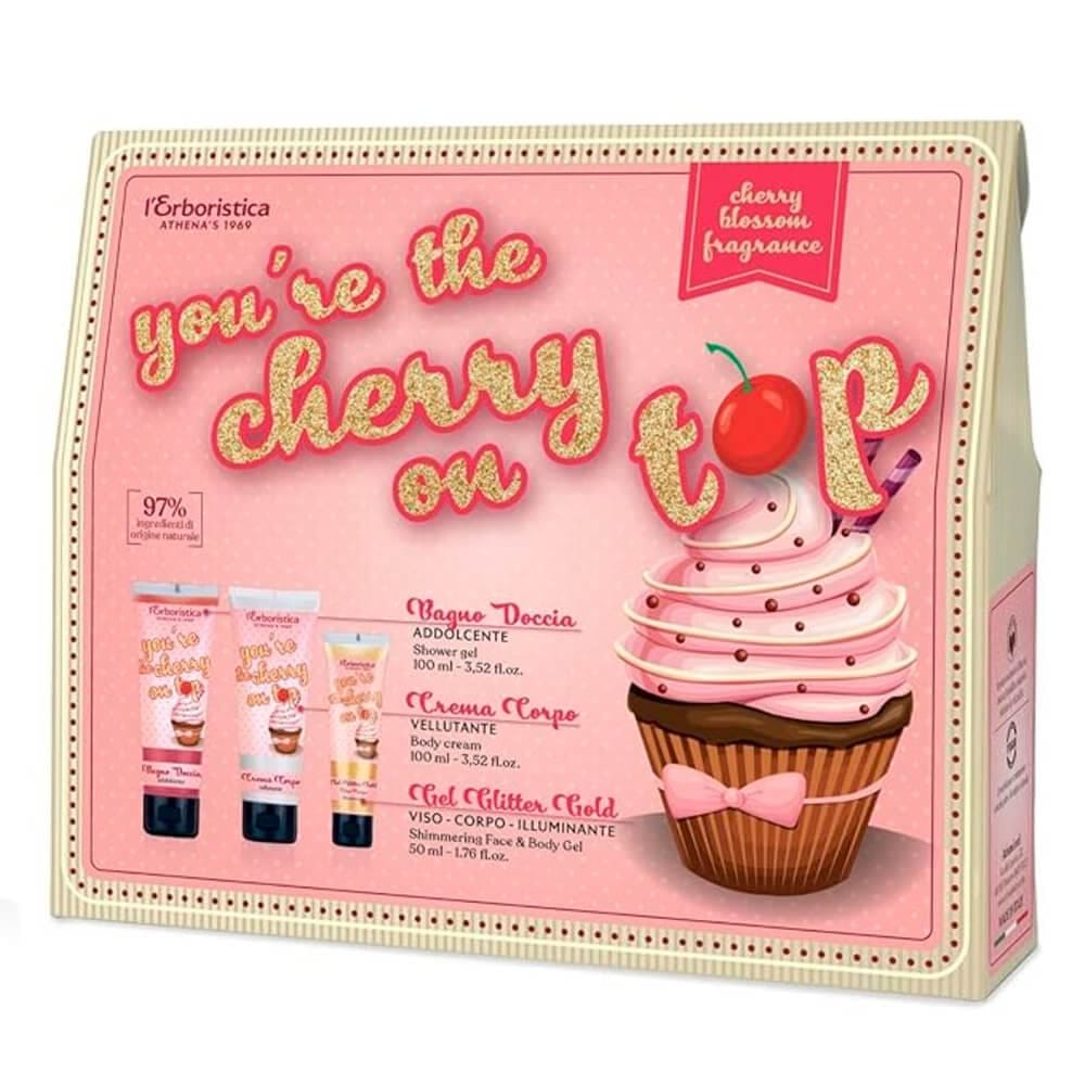 Набор You're The Cherry On Top (Крем для тела бархатистый Crema Corpo, 100 мл+Гель для лица и тела с глиттером Gel Glitter Gold,50 мл+Гель для душа смягчающий Bagno Doccia, 100 мл) - фото 2
