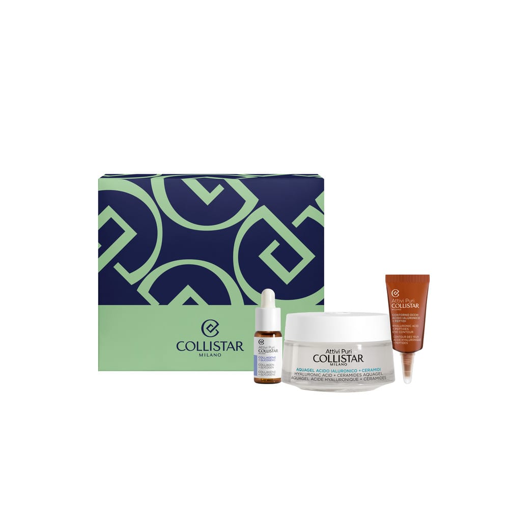 Набор Attivi Puri(Крем-гель для лица Hyaluronic Acid + Ceramides Water Gel , 50 мл;Сыворотка для лица Pure Actives Collagen + Glycogen, 5 мл; Лифтинговый уход для кожи вокруг глаз Hyaluronic Acid + Peptides Eye Contour, 5 мл)
