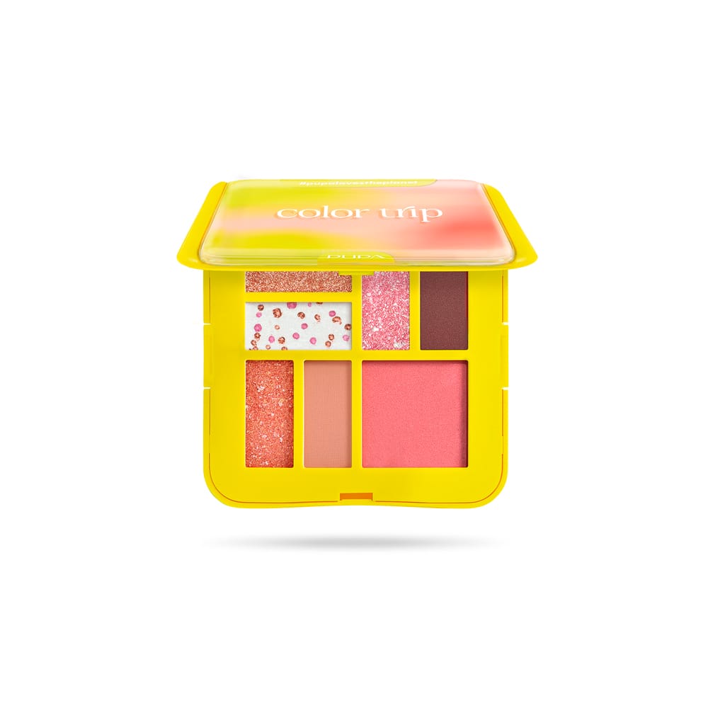 Палетка для макияжа глаз и лица Color Trip, тон Pretty Trip: Тени для век Eyeshadows,6 х 1 г, Румяна Blush, 1 х2 г