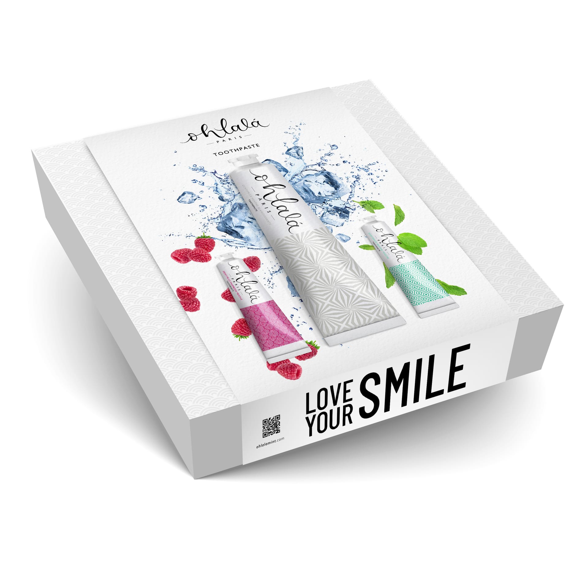 Набор (Зубная паста отбеливающая Ohlalá Dentifrice Menthe Blanchissante Toothpaste, 75 мл + Зубная паста Ohlalá Dentifrice Menthe Fraiche Toothpaste, 15 мл + Зубная паста Ohlalá Dentifrice Framboise Menthe Toothpaste, 15 мл)