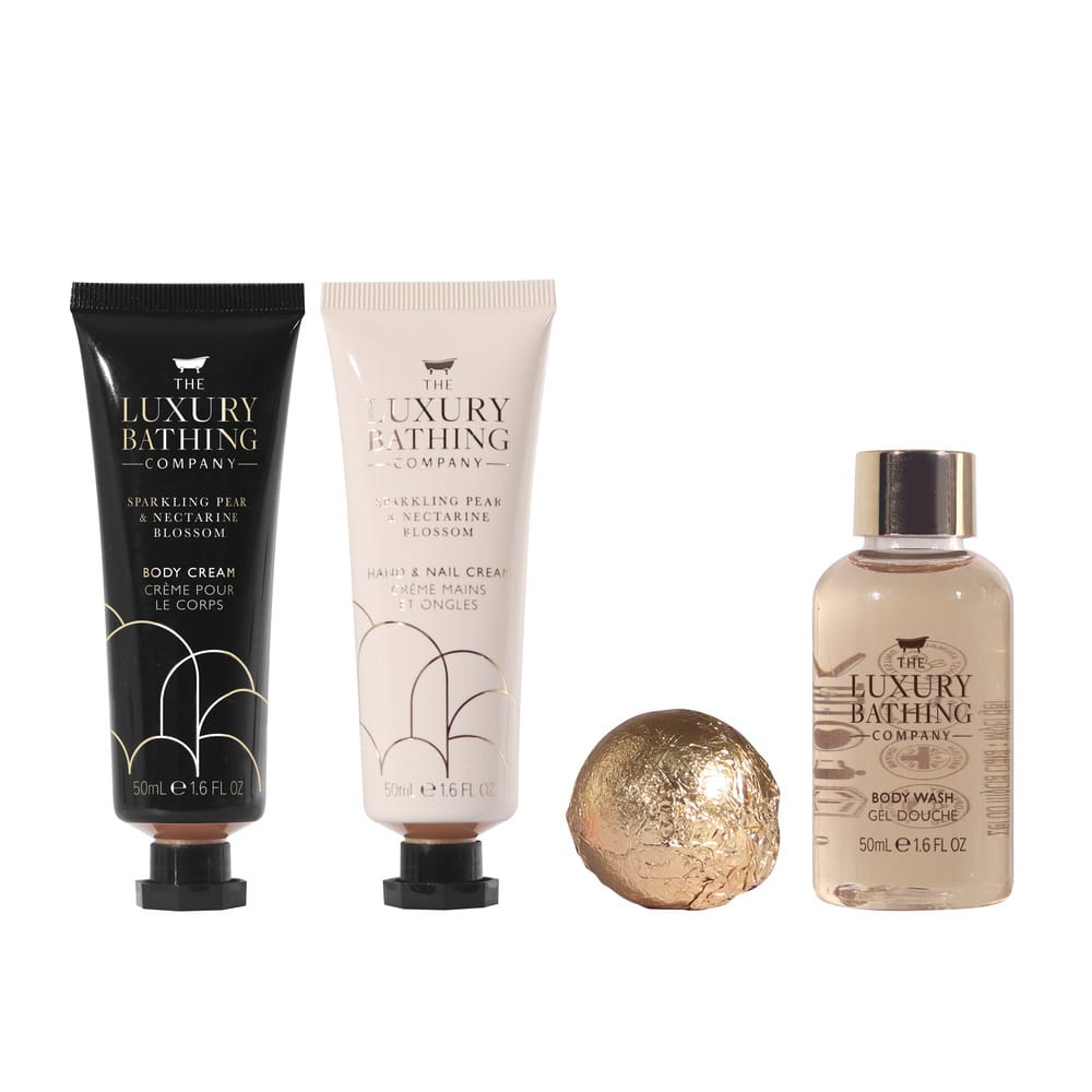 Набор Sparkling Pear & Nectarine Blossom (Гель для душа Body Wash, 50 мл+Крем для тела Body Cream, 50мл+Соль для ванны Bath Fizzer, 25 г+Крем для рук и ногтей Hand & Nail Cream, 50мл) - фото 3