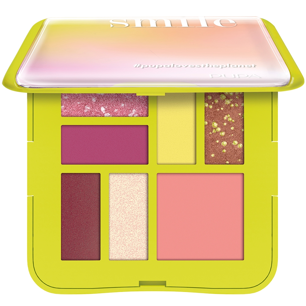 Палетка для макияжа Smile(Тени для век Eyeshadows Matt, 2 х 1 г+Тени для век Eyeshadows Satin, 2 х 1 г+Тени для век Eyeshadows Hypnotic Gaze, 1 г+Тени для век Eyeshadows Captivating Gem, 1 г+Румяна Blush, 2 г)