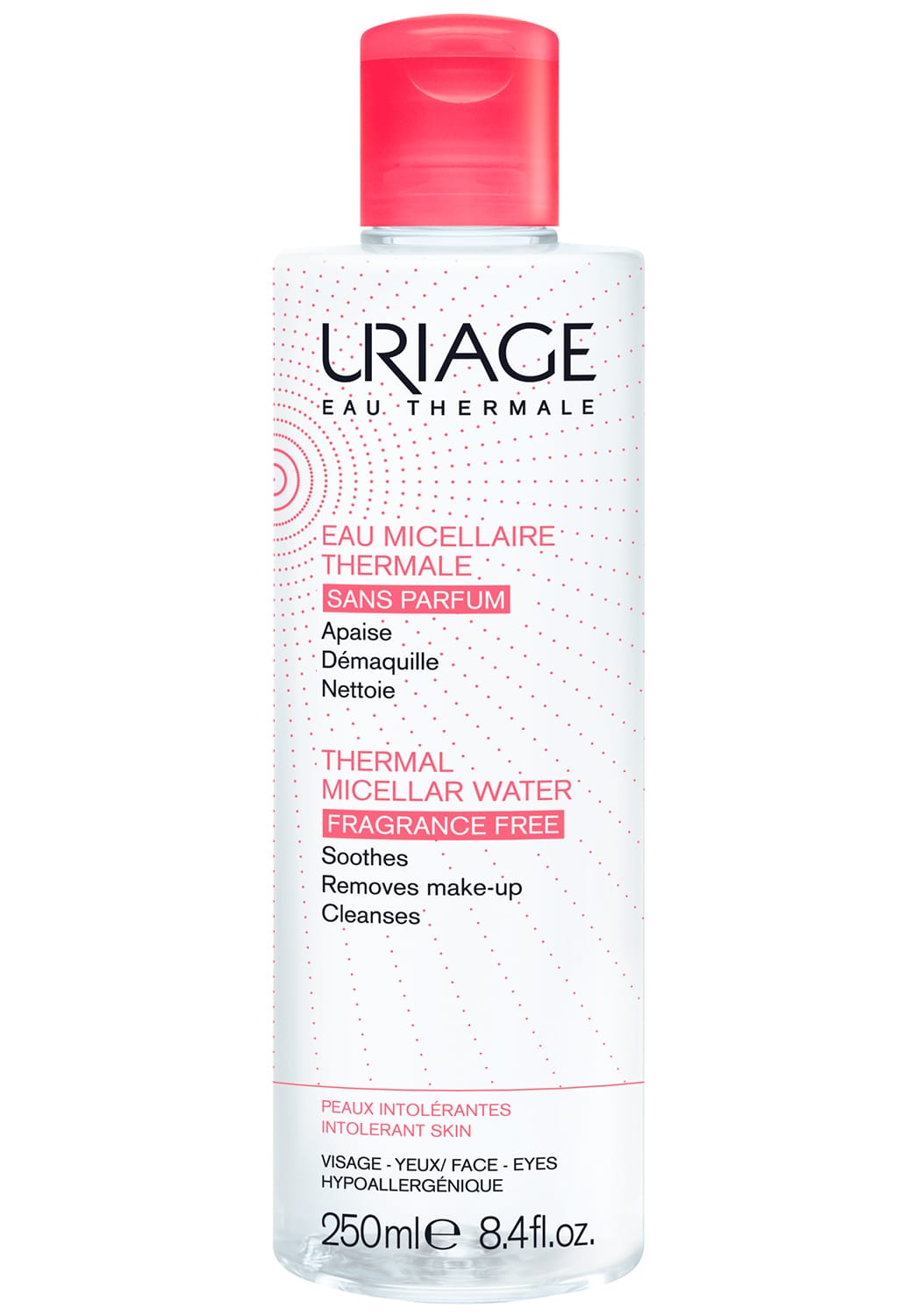 Очищающая мицеллярная вода Uriage eau Micellaire Thermale Peaux Sensible для чувствительной кожи и контура глаз, 250 мл