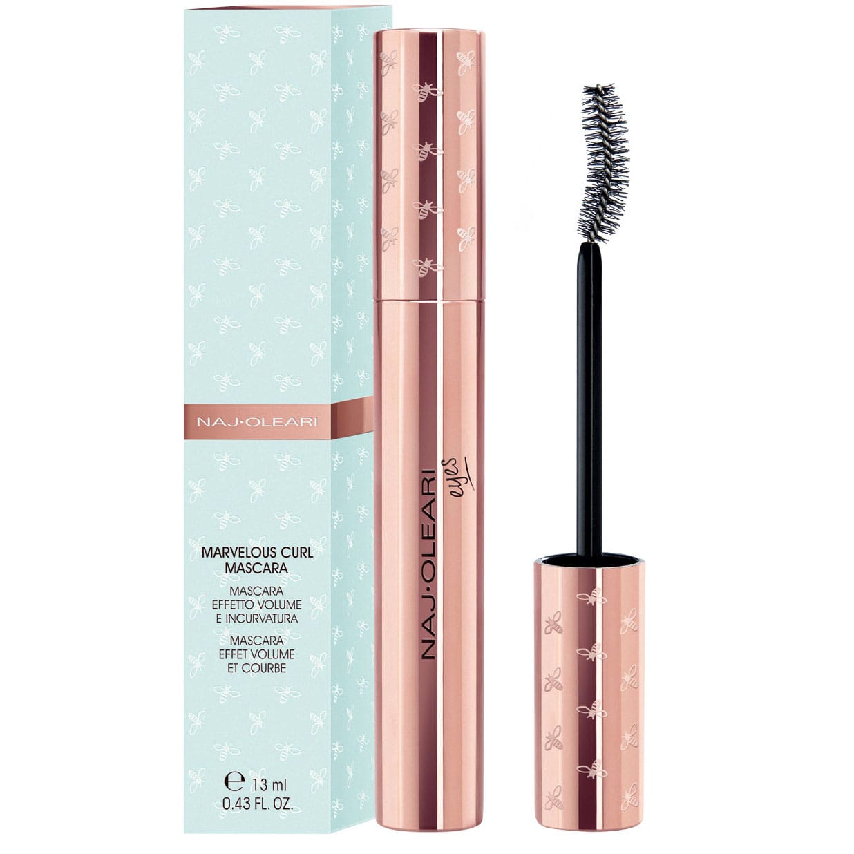 Тушь для ресниц с эффектом удлинения и подкручивания NAJ-OLEARI MARVELOUS CURL MASCARA, тон Extra Black, 13 мл - фото 3
