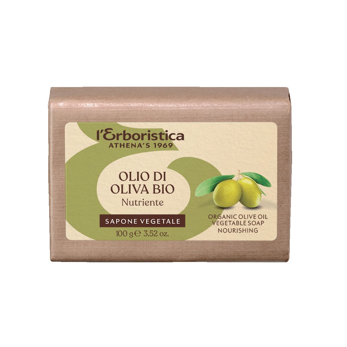 Мыло туалетное твердое питательное с оливковым маслом L'Erboristica Vegetable Soap, 100 г