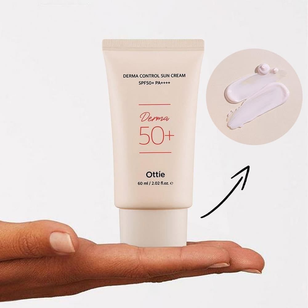 Успокаивающий солнцезащитный крем для проблемной кожи Ottie Derma Control Sun Cream SPF50+PA++++, 60 мл - фото 3