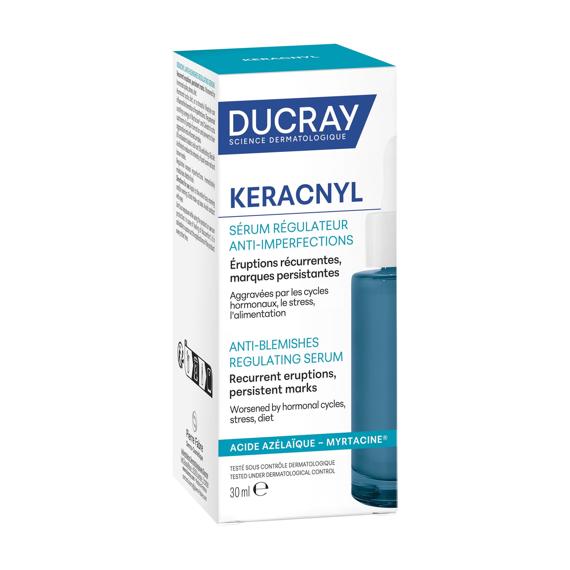 Ducray Keracnyl Regulating Serum Разглаживающая сыворотка для проблемной кожи, склонной к акне, 30 мл - фото 3