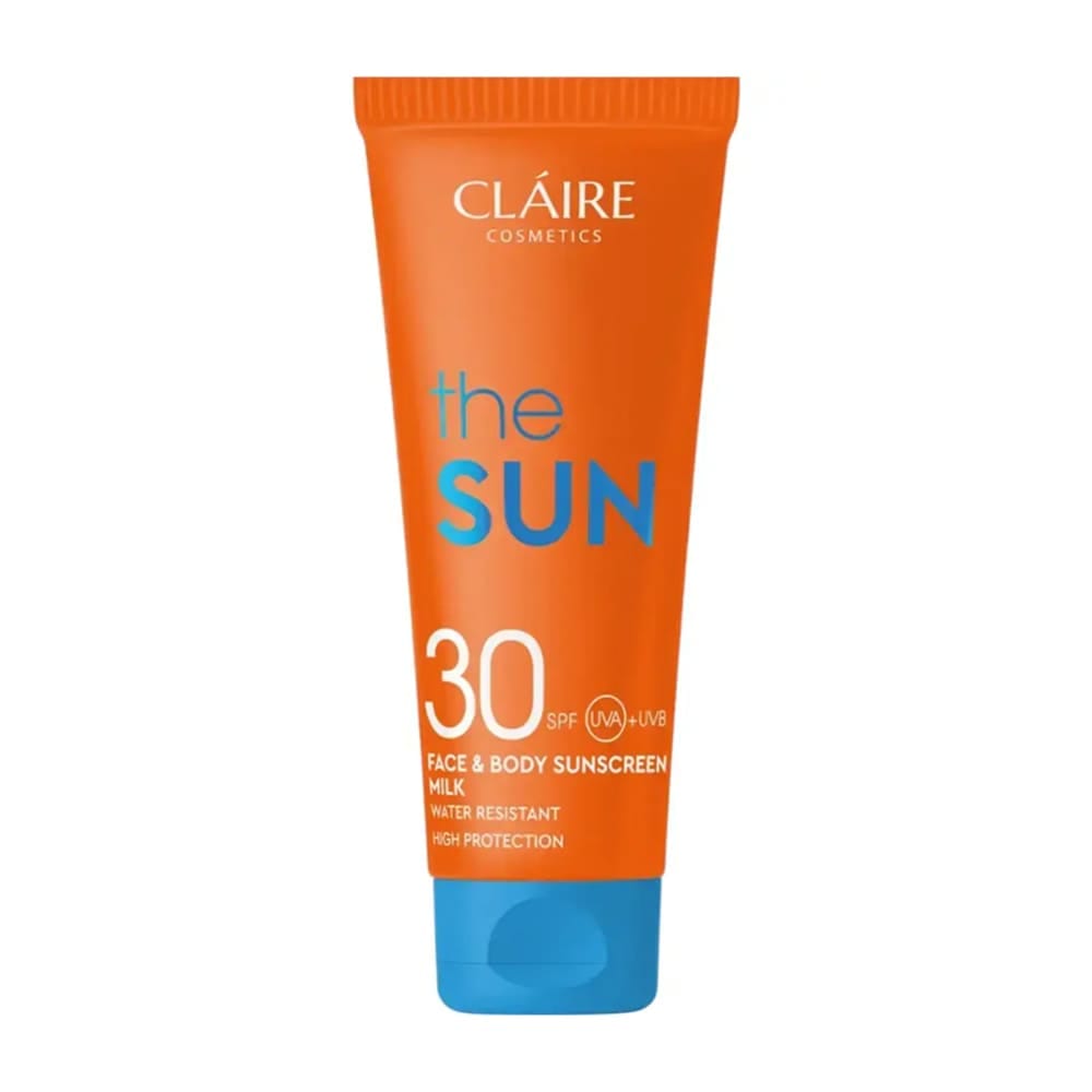 Claire The Sun Солнцезащитное увлажняющее молочко для лица и тела водостойкое SPF 30, 200 мл.