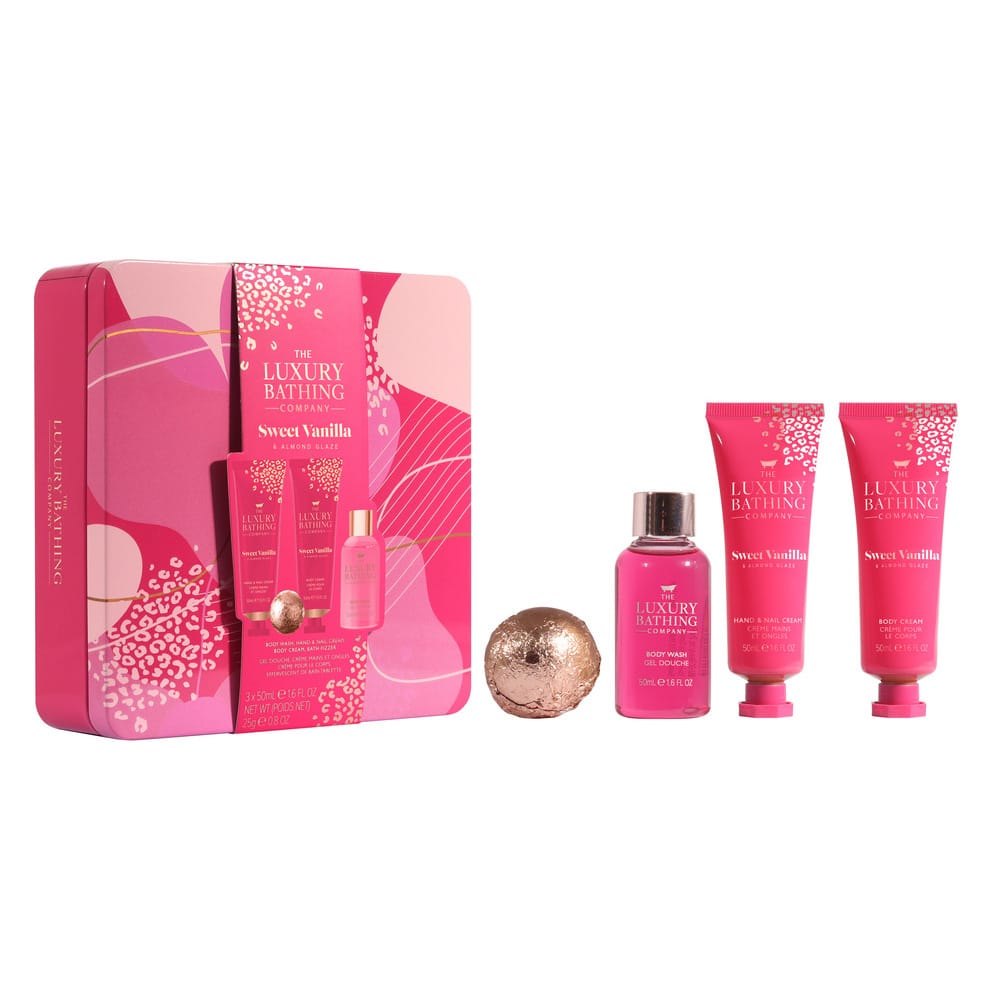 Набор Sweet Vanilla & Almond Glaze (Крем для рук и ногтей Hand & Nail Cream, 50 мл+Гель для душа Body Wash, 50 мл+Крем для тела Body Cream, 50 мл+Соль для ванны Bath Fizzer, 25 г)