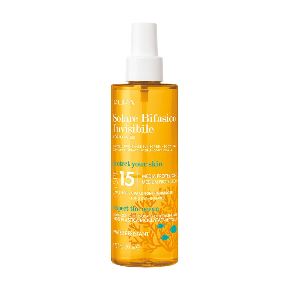 Невидимое двухфазное солнцезащитное средство для тела и лица SPF 15 Invisible Two-Phase Sunscreen, 200 мл