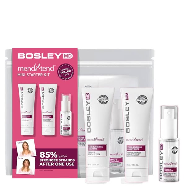 Набор д/ухода за волосами BOSLEY mendXtend Strengthening Travel Kit (Укр.шампунь Bosley MD mendXtend Strengthening, 60 мл, Укр.конд. Bosley MD mendXtend Strengthening 60 мл, Несм. спрей д/восстан Bosley MD mendXtend Leave-In Treatment, 30мл)