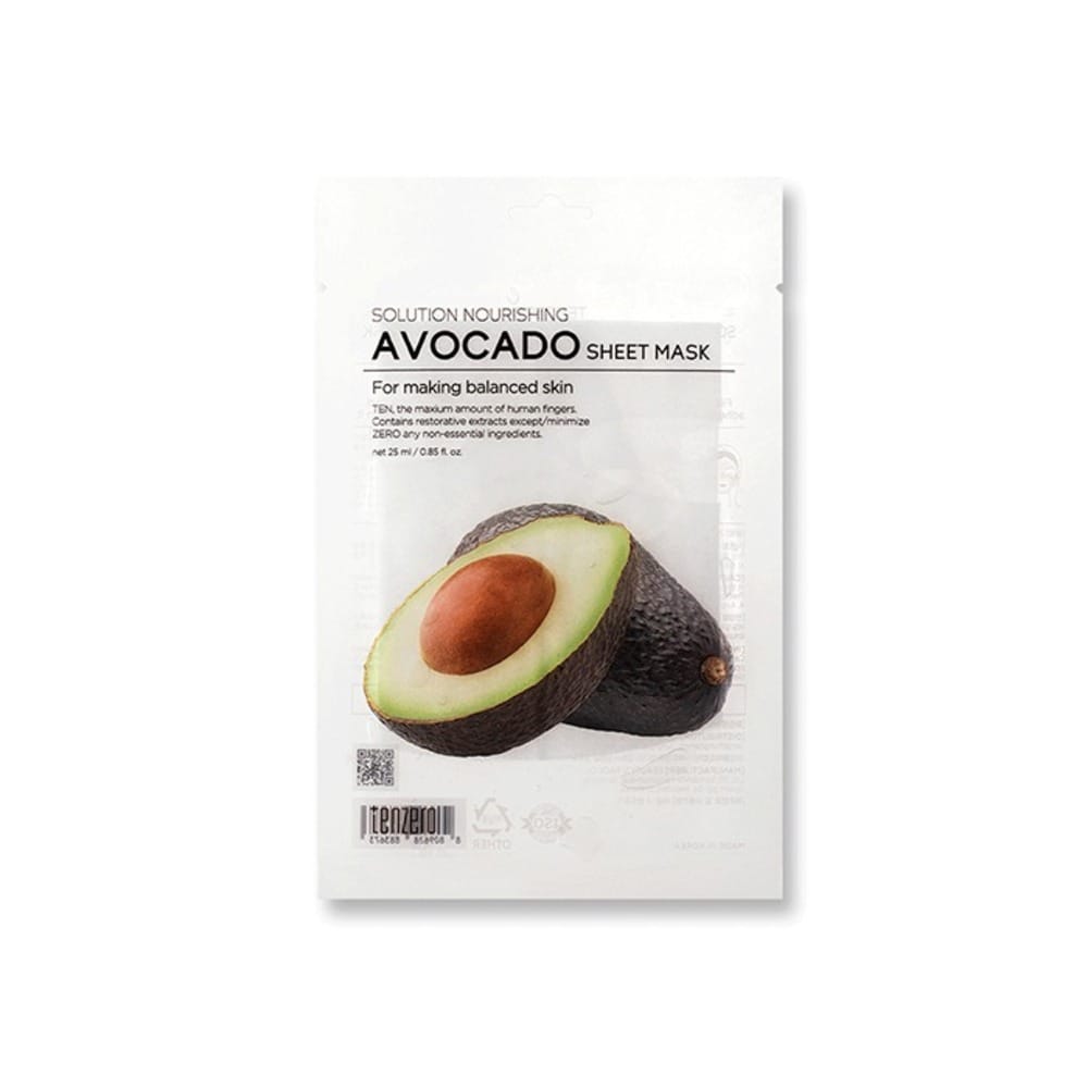 Питательная тканевая маска для лица Tenzero Solution Nourishing Avocado Sheet Mask, 25 мл