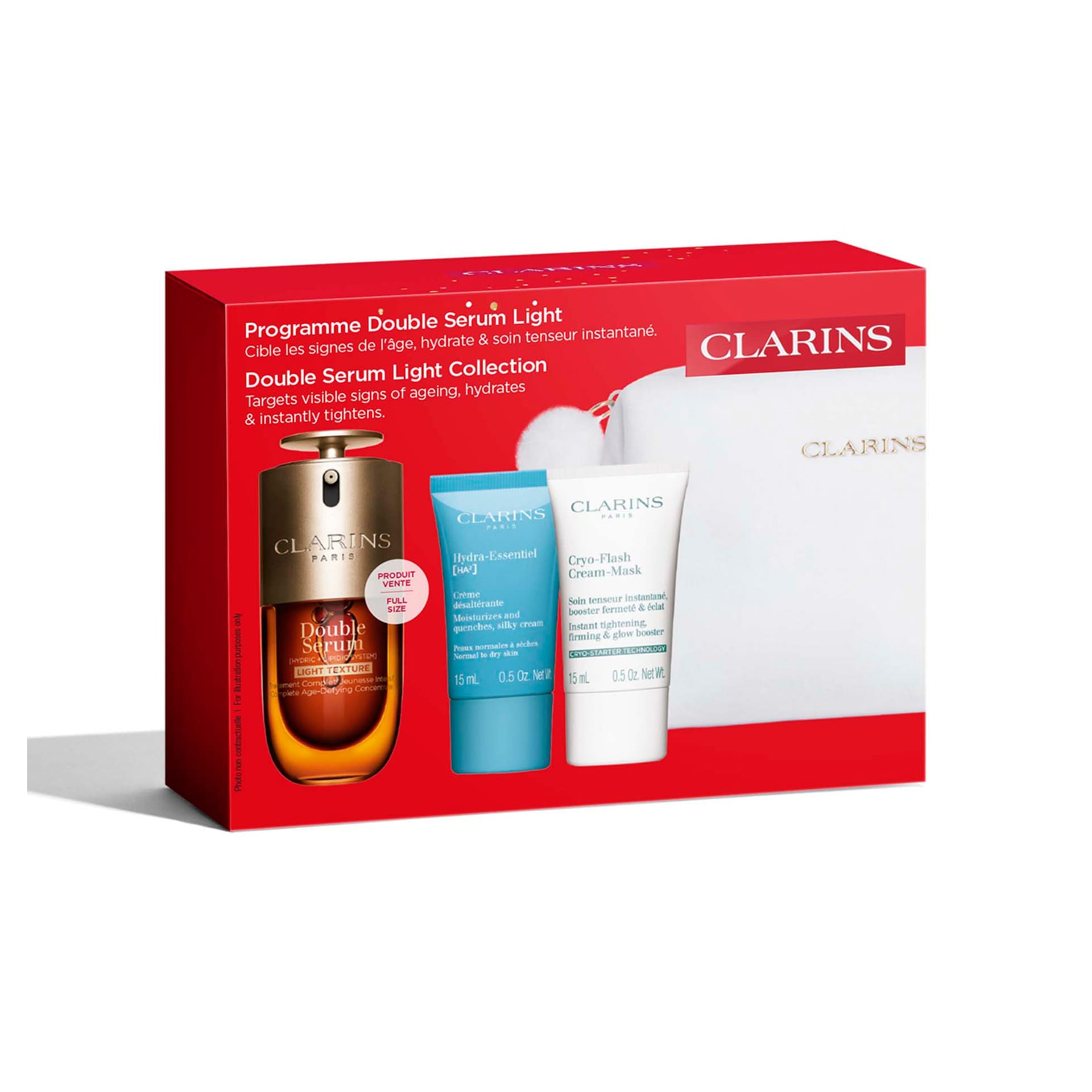 Набор (Двойная сыворотка для лица Double Serum Light Texture,30мл+Увлажняющий дневной крем для нормальной и сухой кожи лица Hydra-Essentiel Creme Desalterante,15мл+Криомаска для лица Cryo-Flash Cream-Mask,15мл+сумка) - фото 4