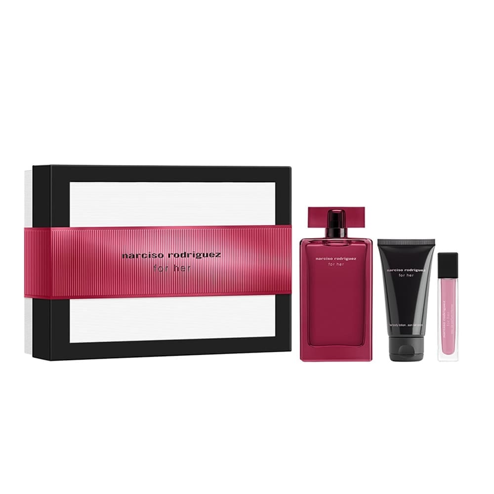 Набор парфюмерно-косметический (Парфюмерная вода интенсивная NARCISO RODRIGUEZ FOR HER 100мл + Лосьон для тела парфюмированный FOR HER 50мл+Парфюмерная вода интенсивная NARCISO RODRIGUEZ FOR HER 10мл)