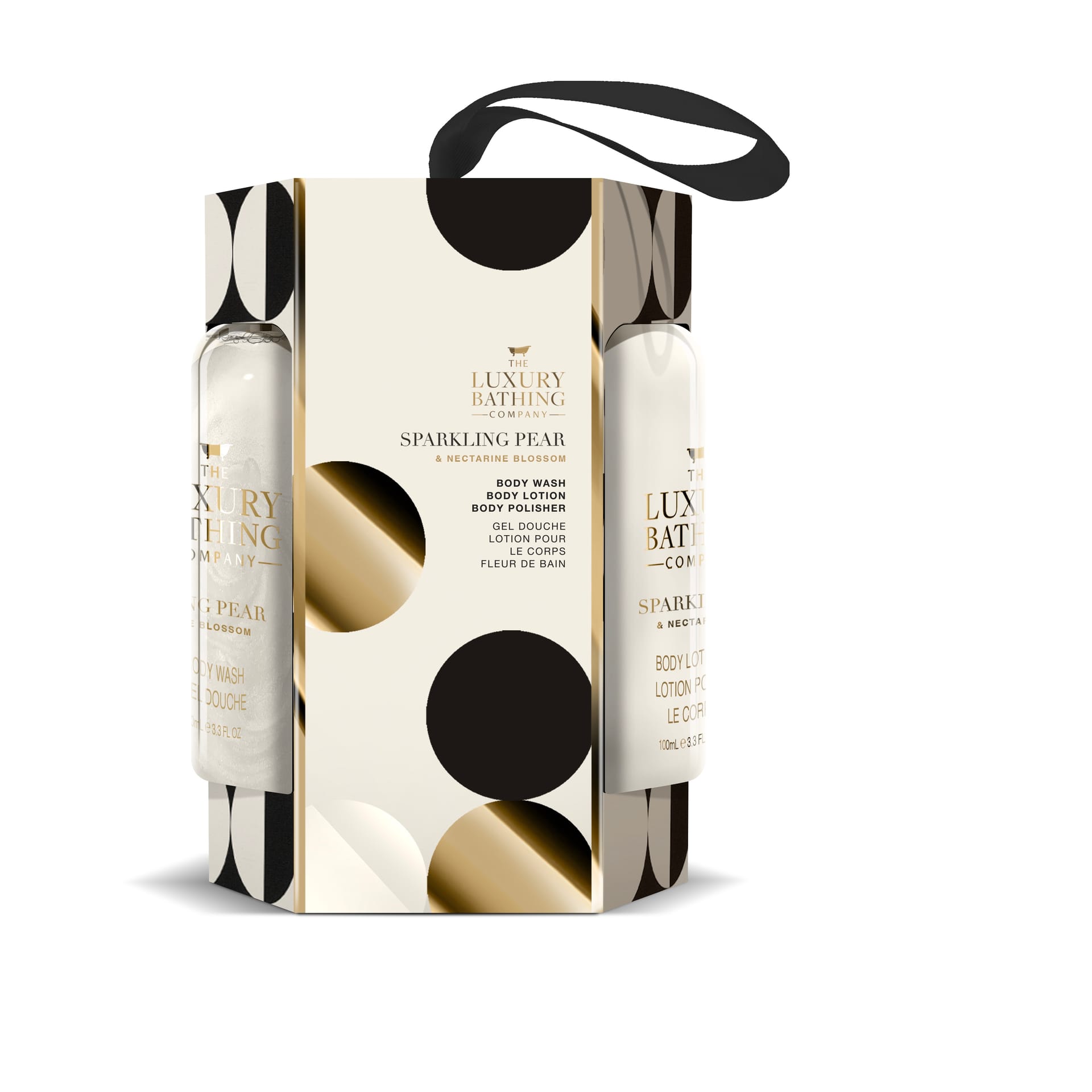 Косметический набор Sparkling Pear & Nectarine Blossom (Гель для душа Body Wash, 100 мл + Лосьон для тела Body Lotion, 100 мл + Мочалка Body Polisher)