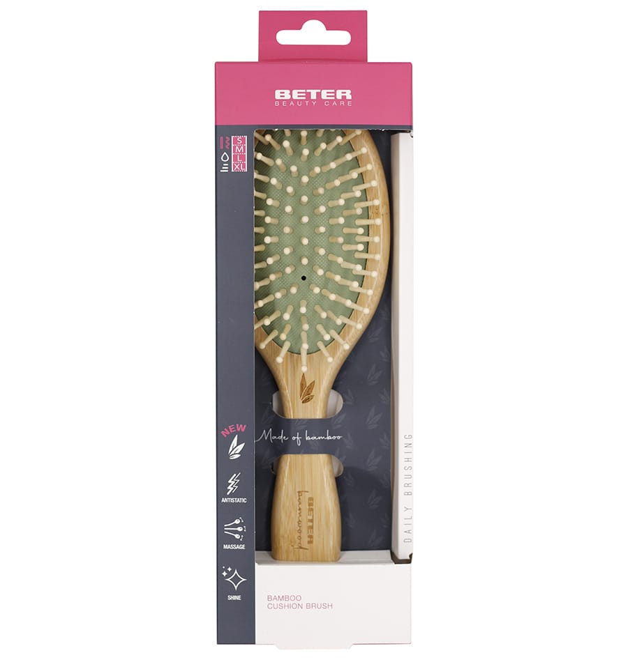 Расческа для волос массажная Bamboo Cushion Brush с деревянными зубчиками