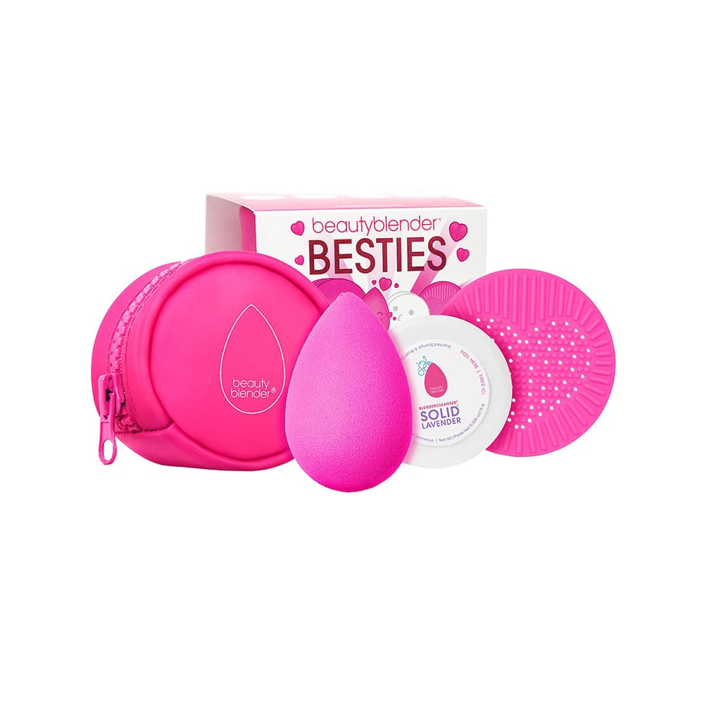 Набор Besties Original (Спонж для макияжа Beautyblender Pro + Мини-мыло Blendercleanser Charcoal с углем для очищения спонжей и кистей 16 г + Силиконовая подушечка для более тщательного очищения спонжа)