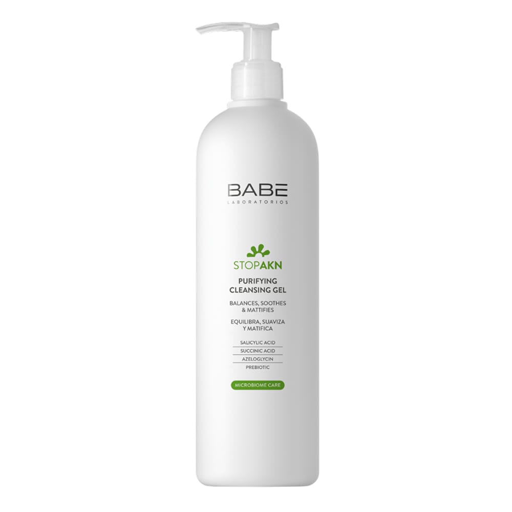 Очищающий гель для жирной и проблемной кожи лица Babe Laboratorios Stop Akn Purifing Cleansing Gel, 400 мл