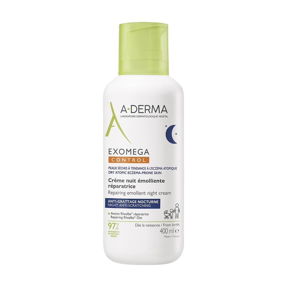 A-Derma Exomega Control Восстанавливающий смягчающий ночной крем-эмолент, 400 мл
